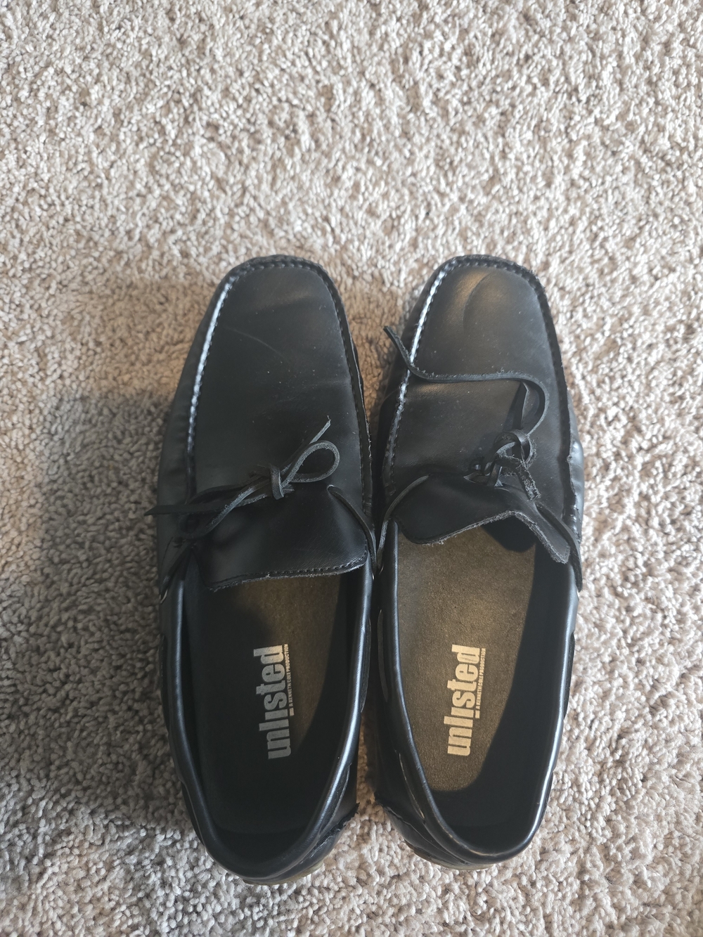Unlisted Black Leather Lace-Up Slip-On Loafers